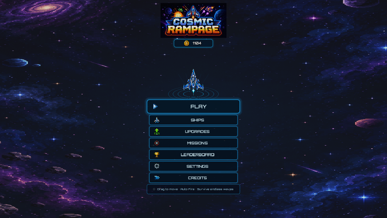 Menú principal landscape de Cosmic Rampage 1.0.4