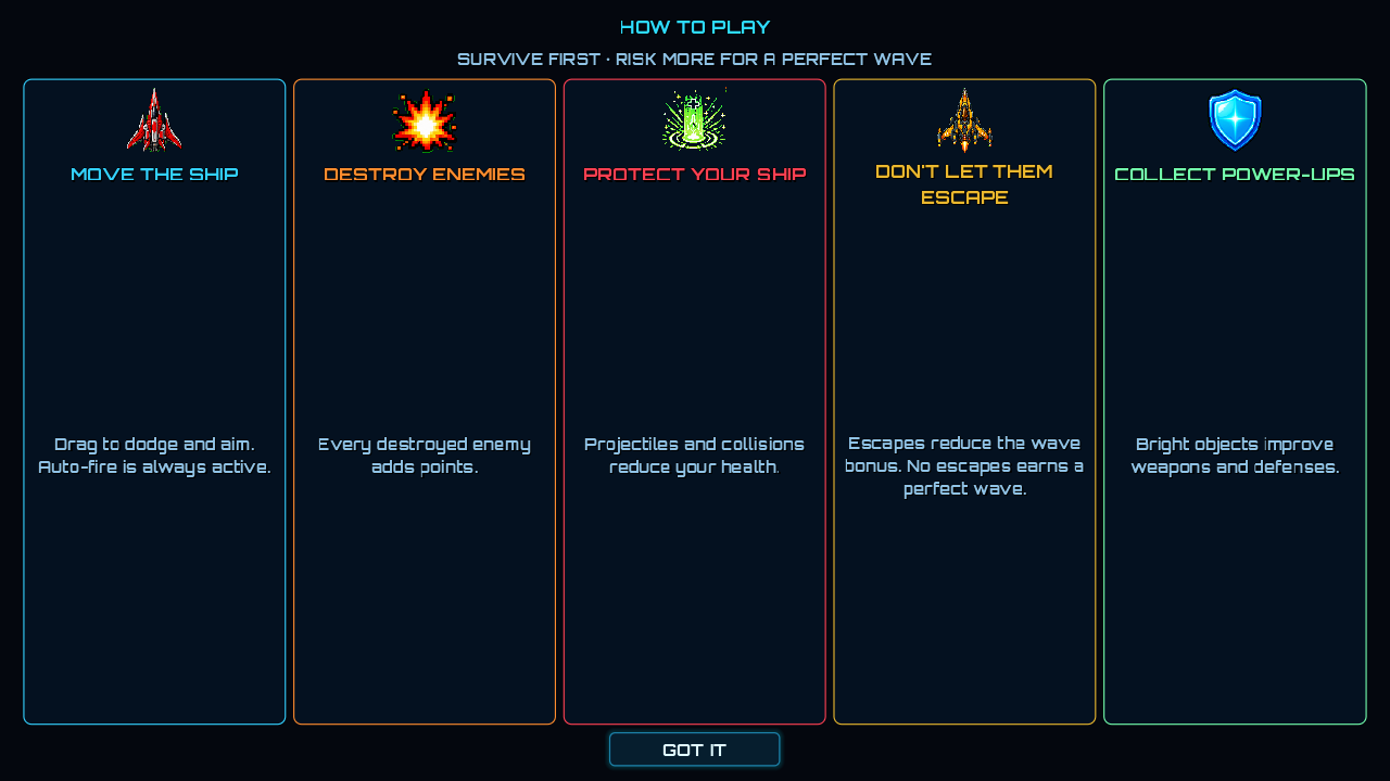 Pantalla How to Play landscape de Cosmic Rampage 1.0.4