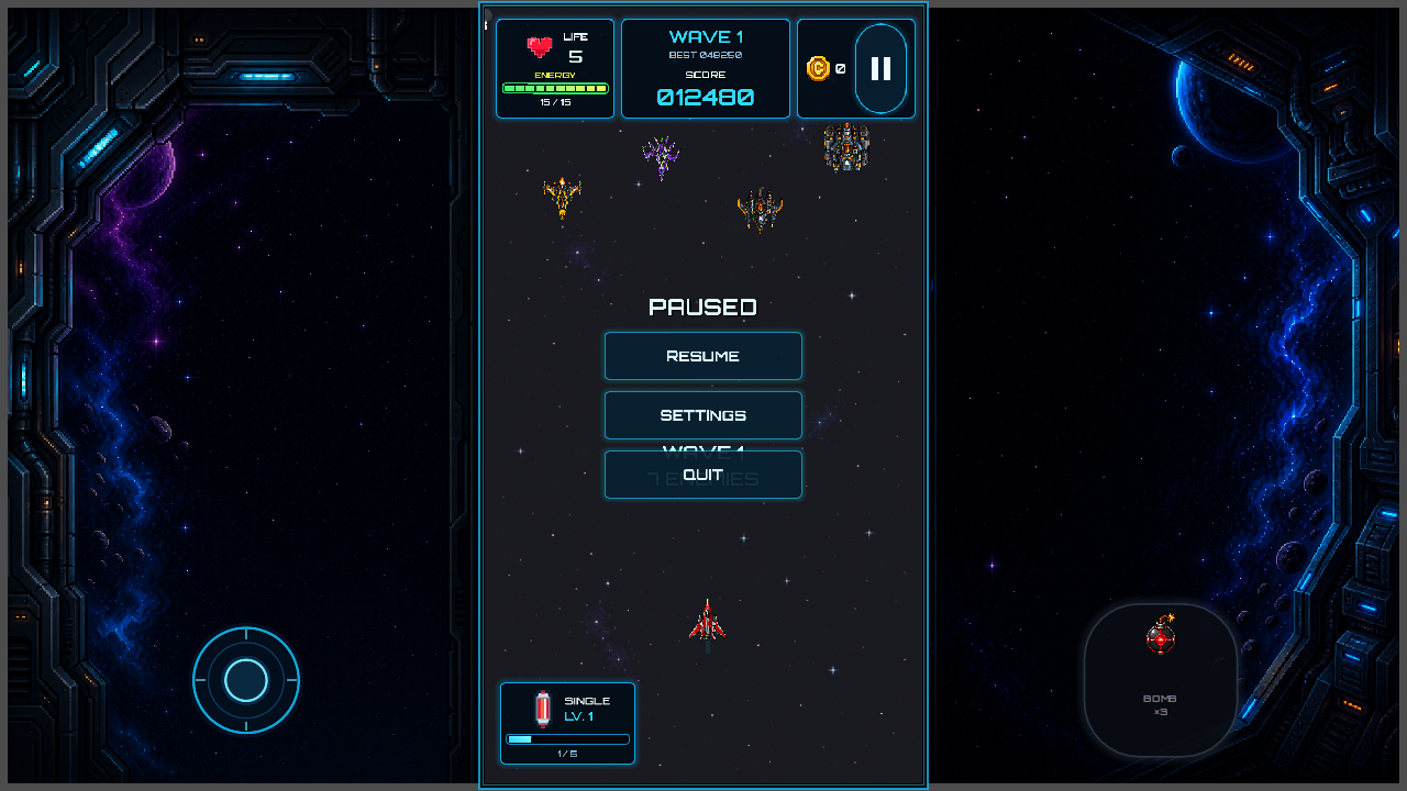 Pantalla de pausa landscape de Cosmic Rampage 1.0.4